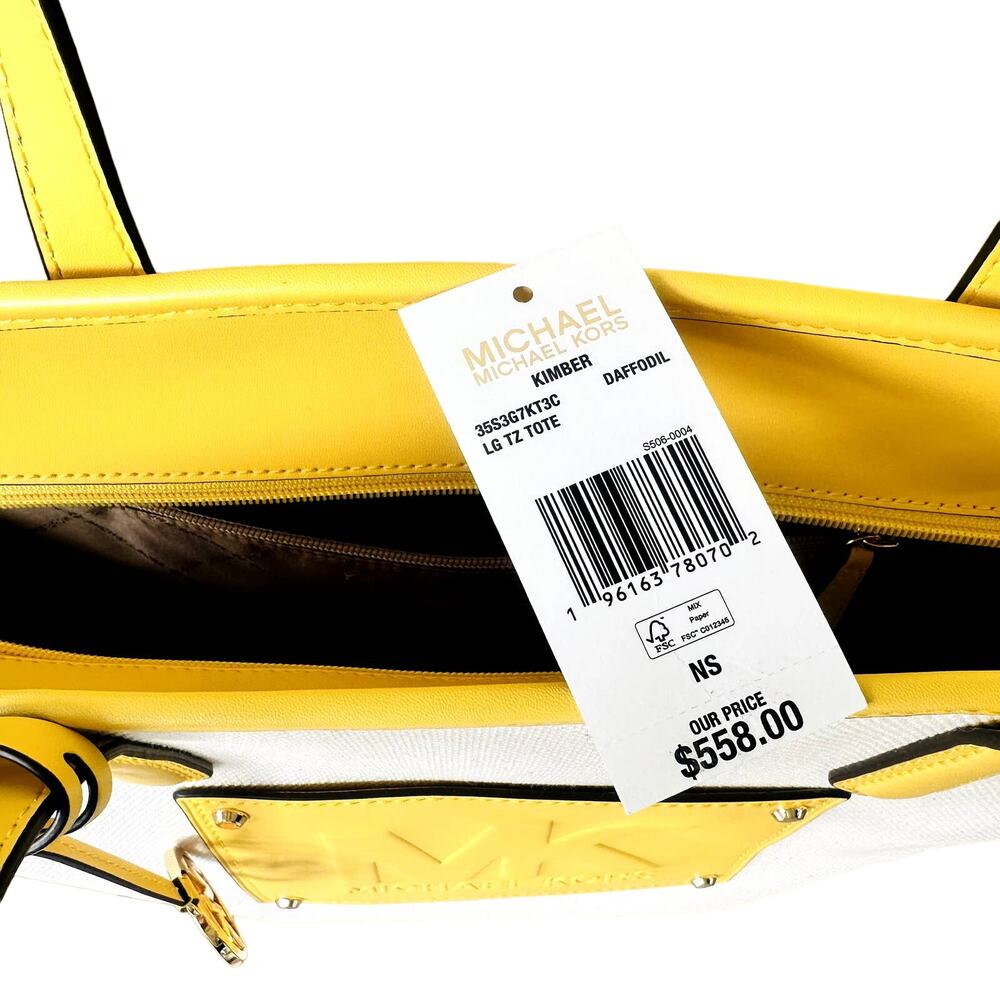 Michael Kors Kimber Tote Shopper Bag Daffodil Yellow Canvas NEW $558 - Picture 5 of 8